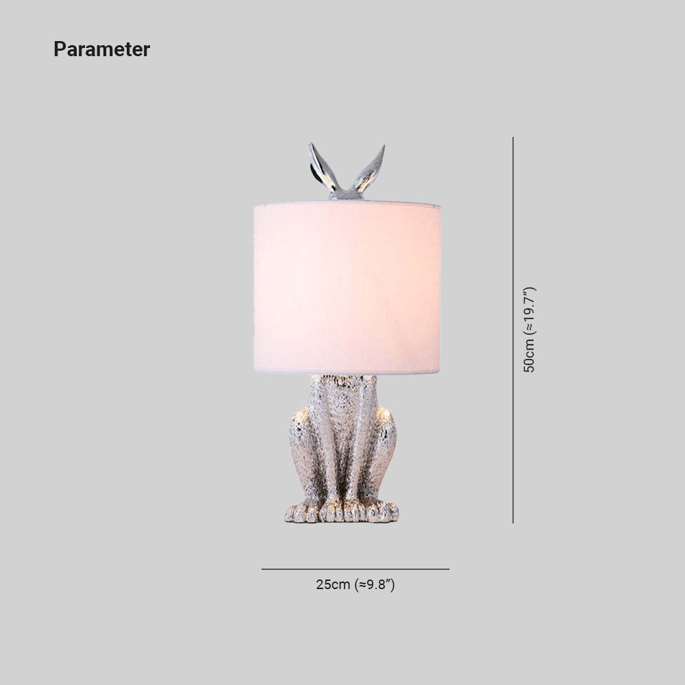 Rabbit cylinder table lamp made of resin, black/white/gold