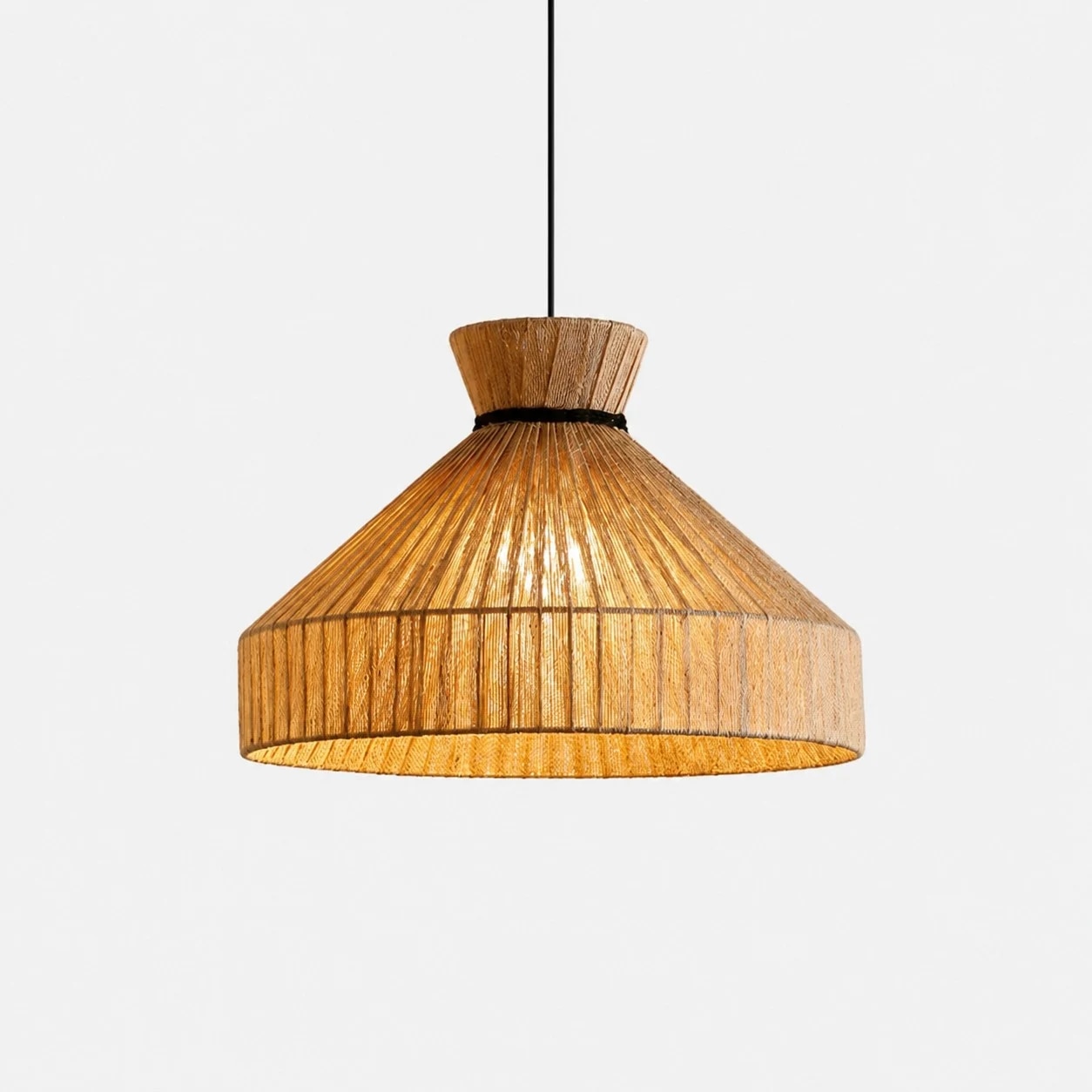 Shade C woven fabric cone pendant light