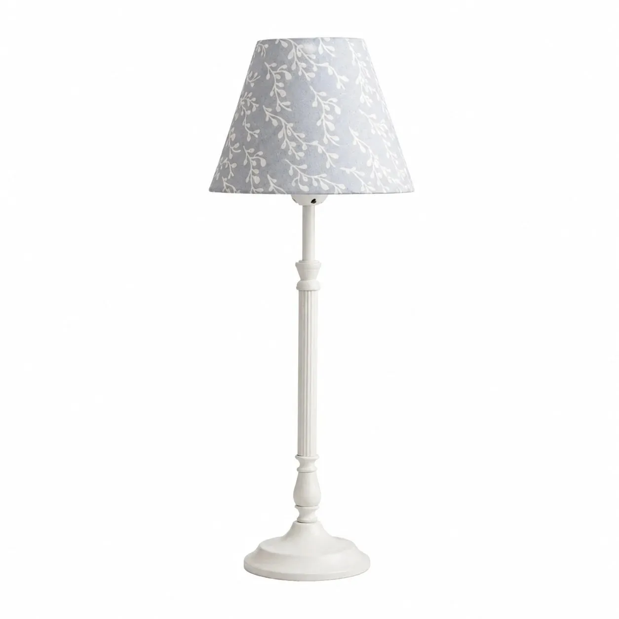 Blue bird fabric shade French country metal table lamp