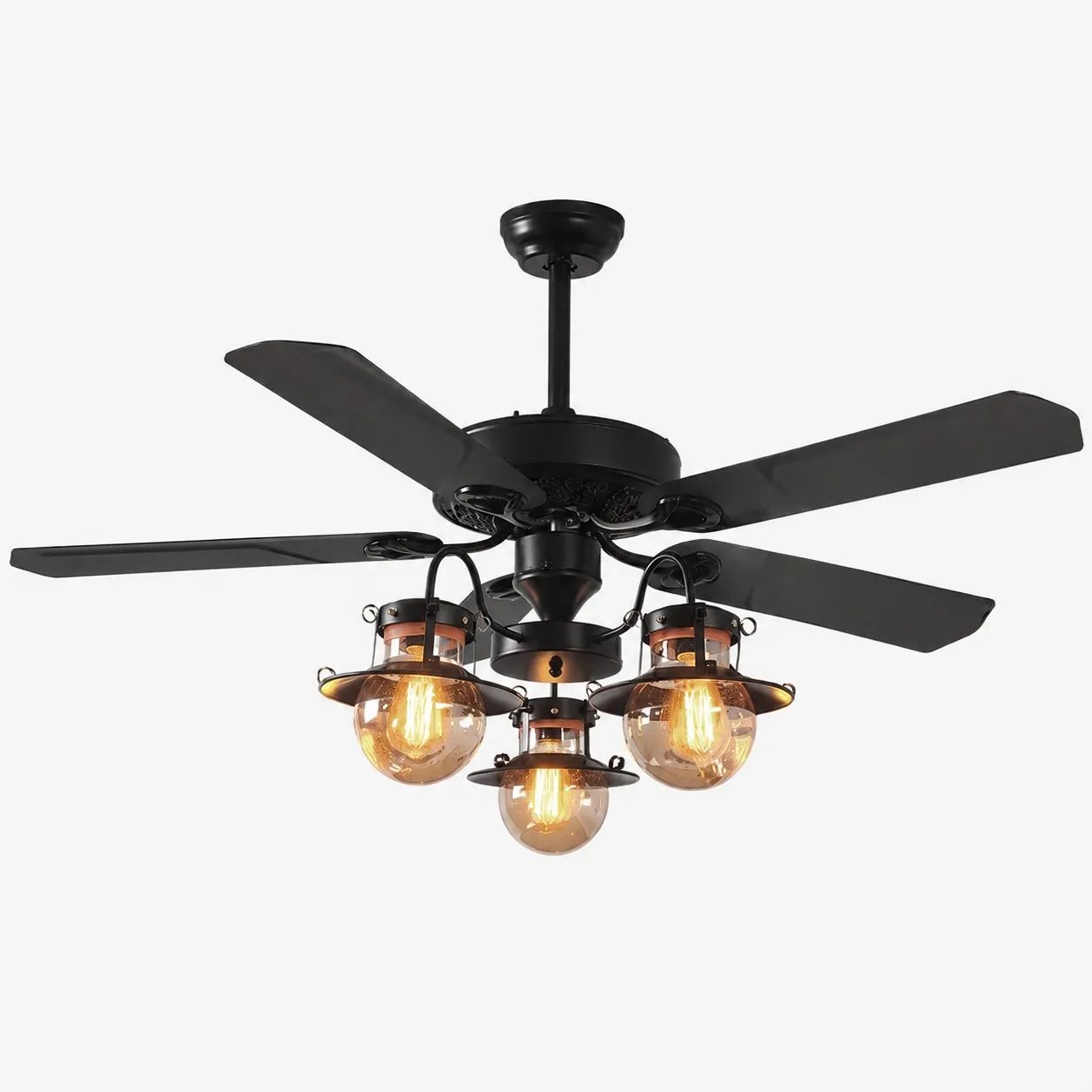 Style A iron blades three-light ceiling fan