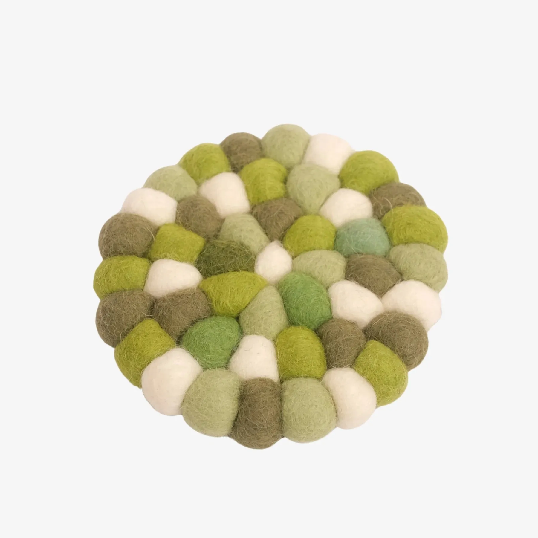 Moss ivory handmade felt ball coaster