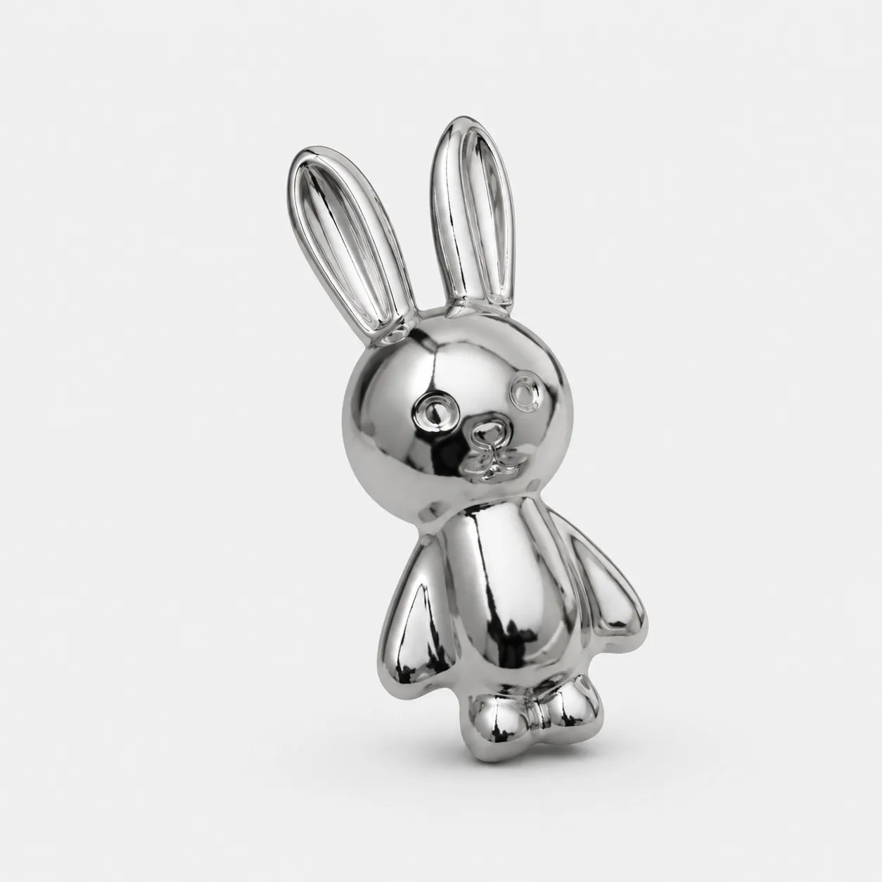 Chrome silver rabbit 55 mm cabinet knob front view