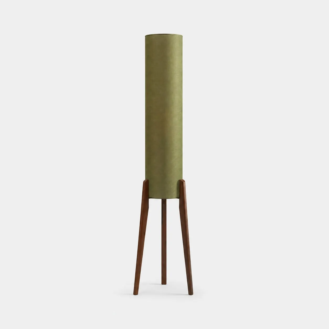 Khaki Green vintage fabric cylinder floor lamp